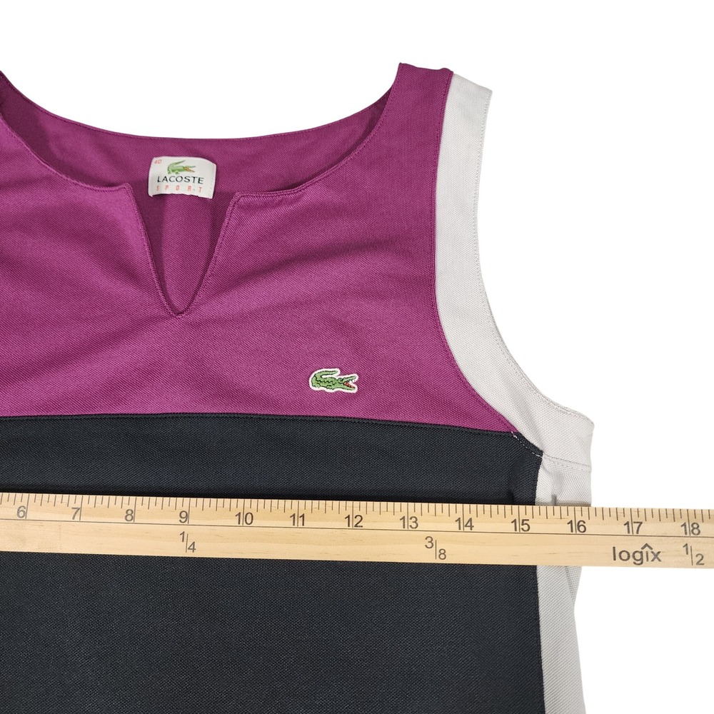 Lacoste Sport Women Tennis Dress Sleeveless Purple Black White Size 40‎ M - Picture 9 of 9
